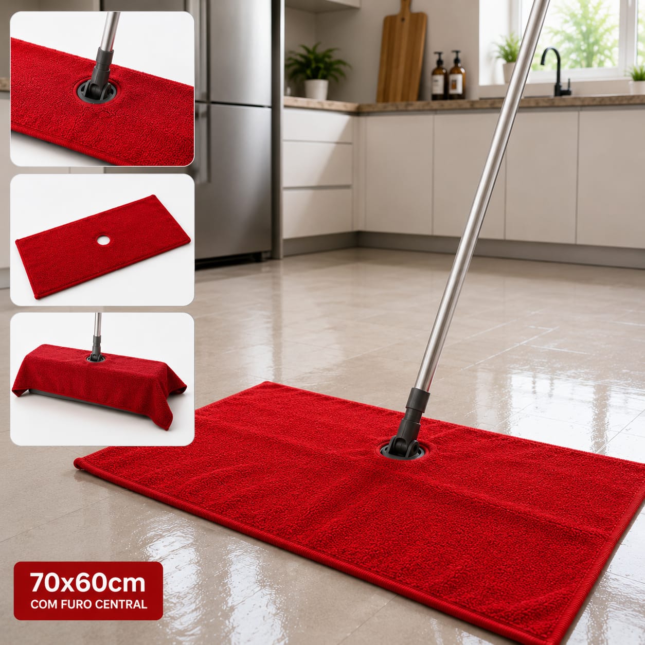 Pano de Chão Microfibra com Furo para Rodo – Compre 2 e Ganhe 1 Grátis