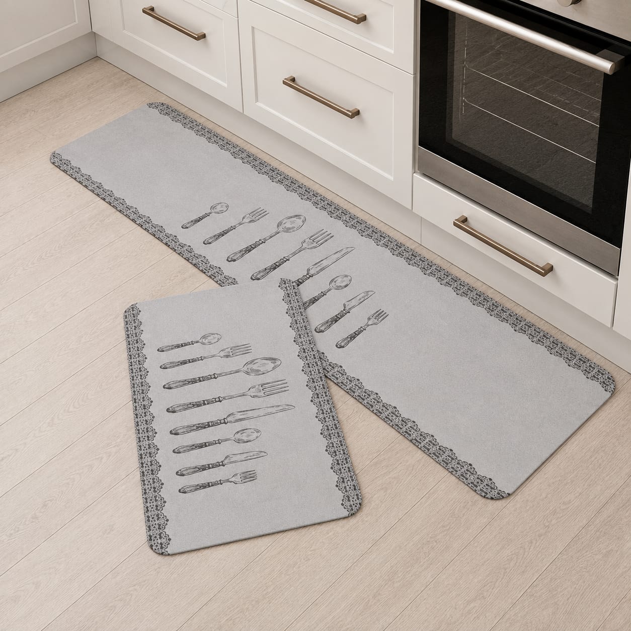 Conjunto 2 Tapetes de Cozinha Antiderrapante Estampado – Brivar Decor