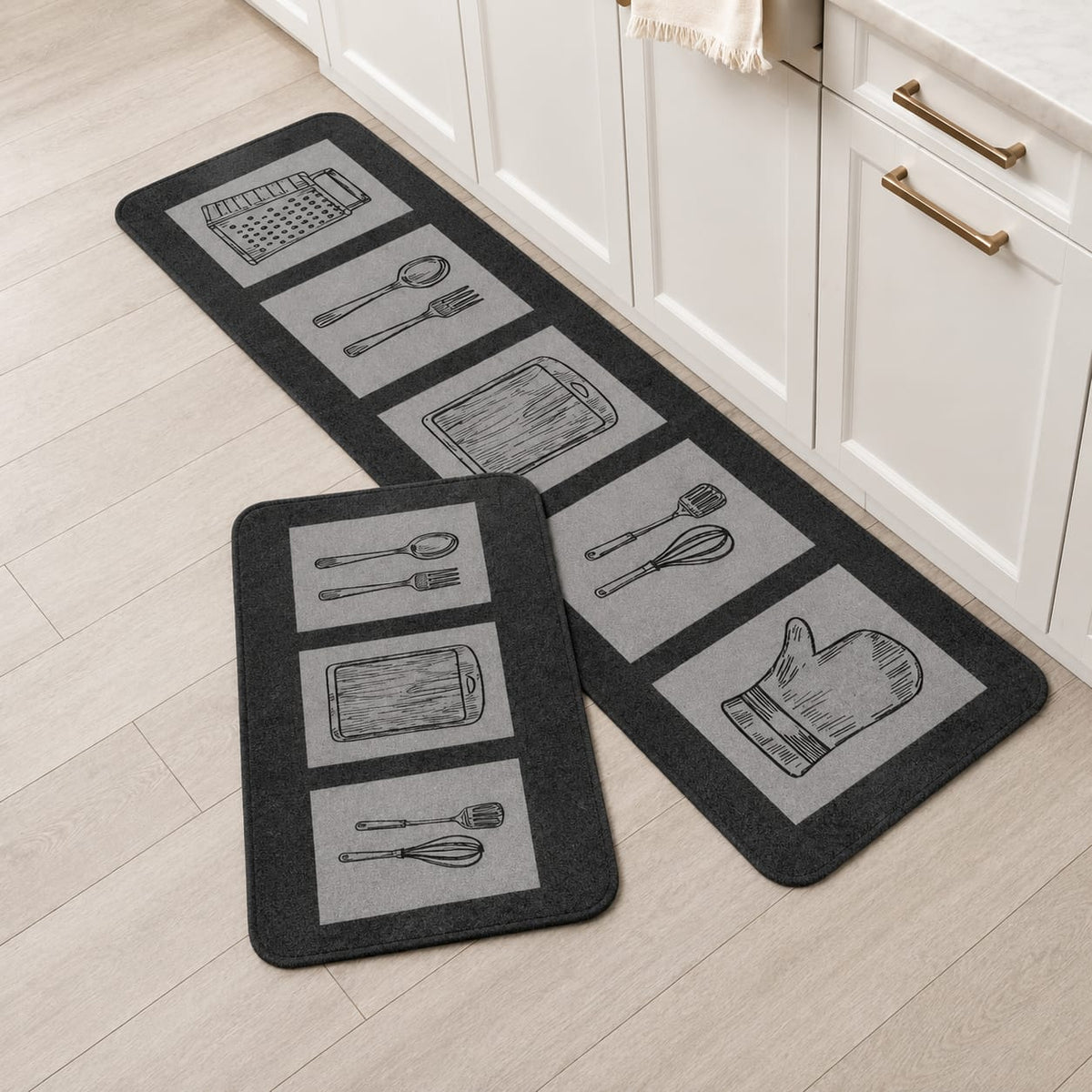 Conjunto 2 Tapetes de Cozinha Antiderrapante Estampado