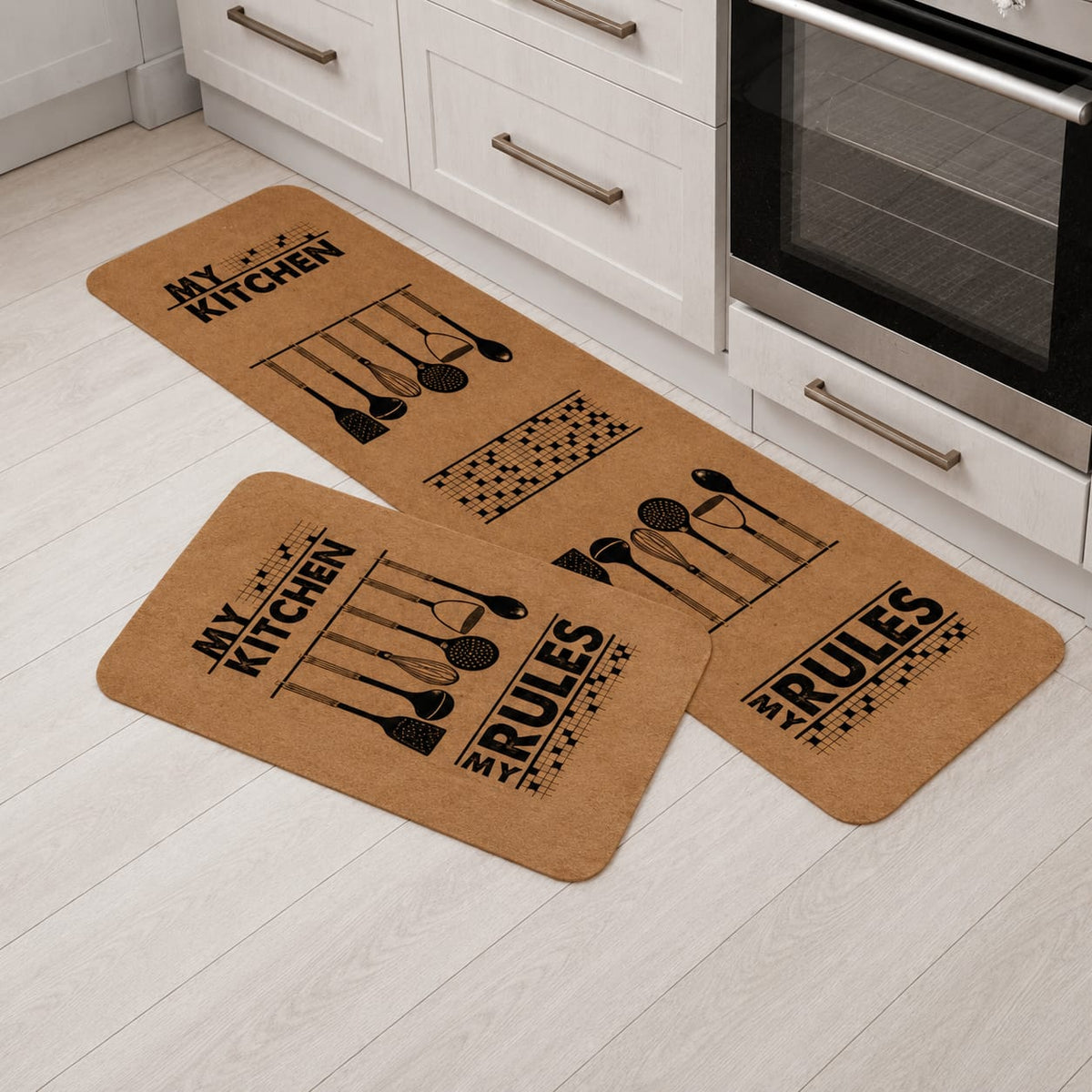 Conjunto 2 Tapetes de Cozinha Antiderrapante Estampado