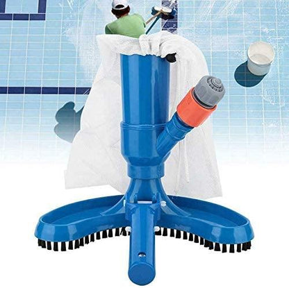 aspirador de piscina a vácuo azul com saco branco para limpeza de fundo de piscina