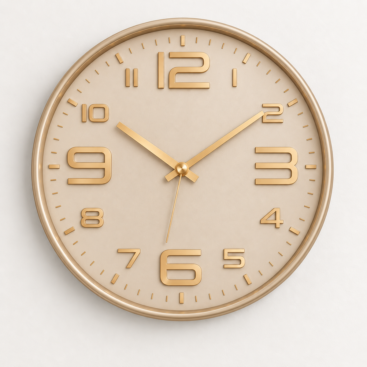 Relógio de Parede 30cm Aurum Silencioso Champagne com Dourado