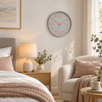 Relógio de Parede 30cm Aurum Silencioso Cinza com Rosé em quarto amplo