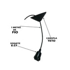 Soquete E-27 com 1 metro de fio e canopla para teto, suporte para lâmpada elétrica