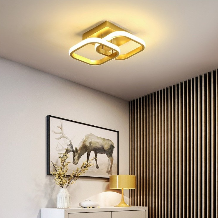 Luminária De Teto Plafon LED Moderna Dourado 3 Cores