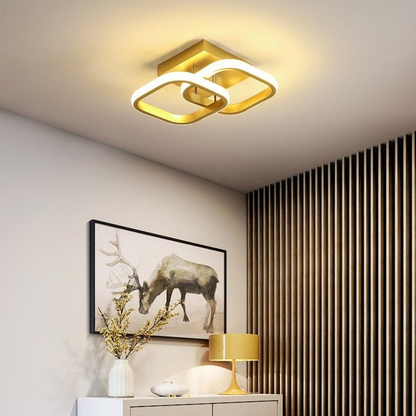Luminária De Teto Plafon 110V-220V Led Moderna Dourado 3 Cores Em 1