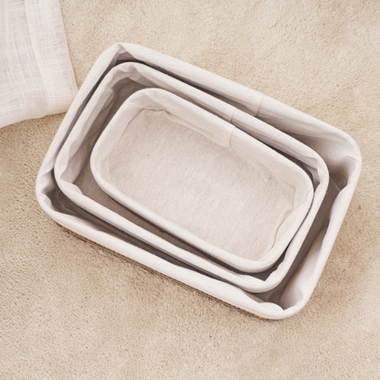 Kit 3 Cestos Organizadores de Bambu Design Premium – Multiuso para Cozinha, Banheiro e Lavanderia