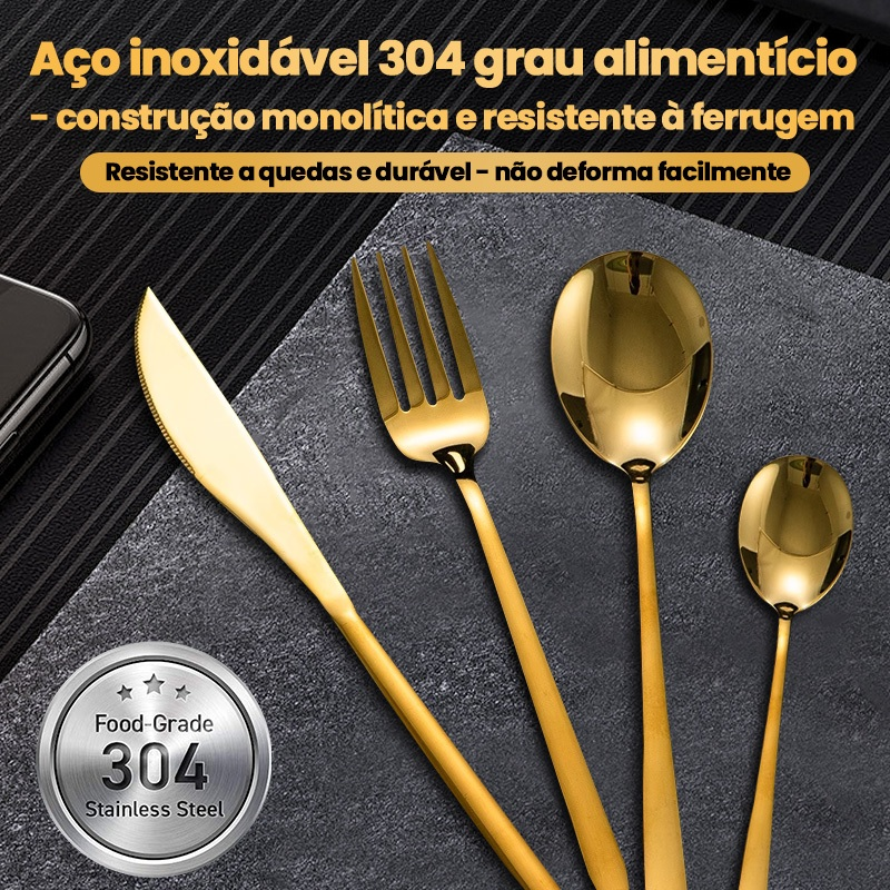 Kit 24 Jogo De Talheres Inoxidável