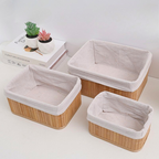 Kit 3 Cestos Organizadores de Bambu – Multiuso Premium