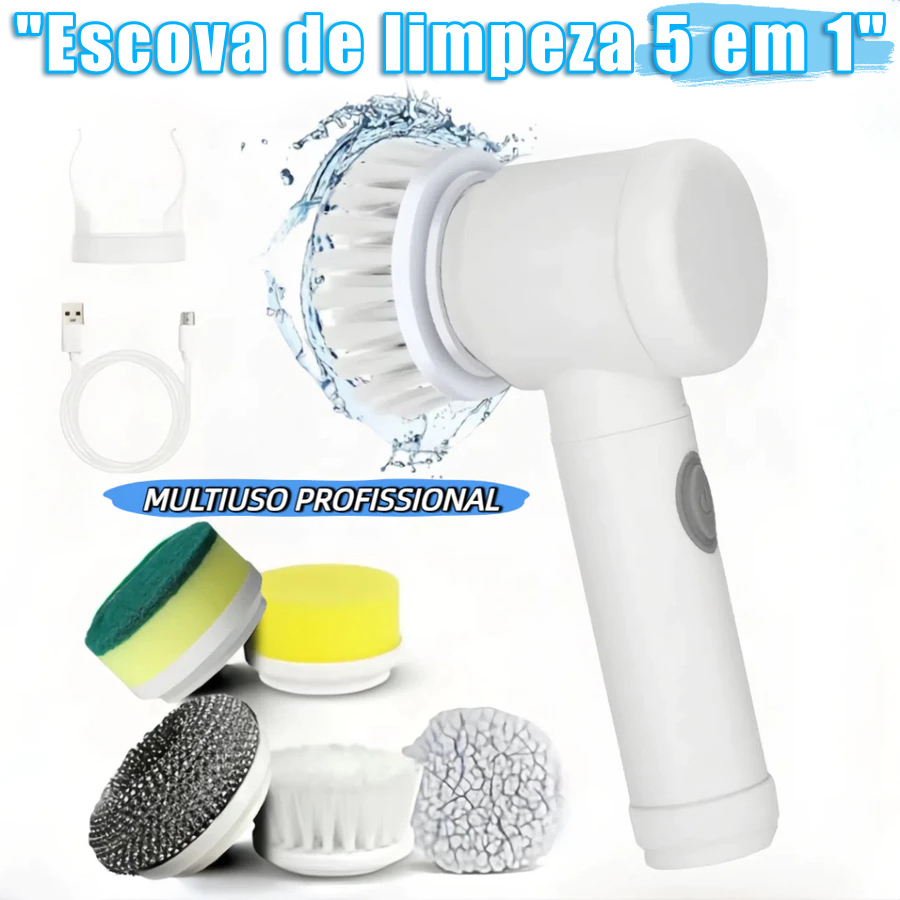 Escova de limpeza elétrica 5 em 1 limpador multiuso sem fio