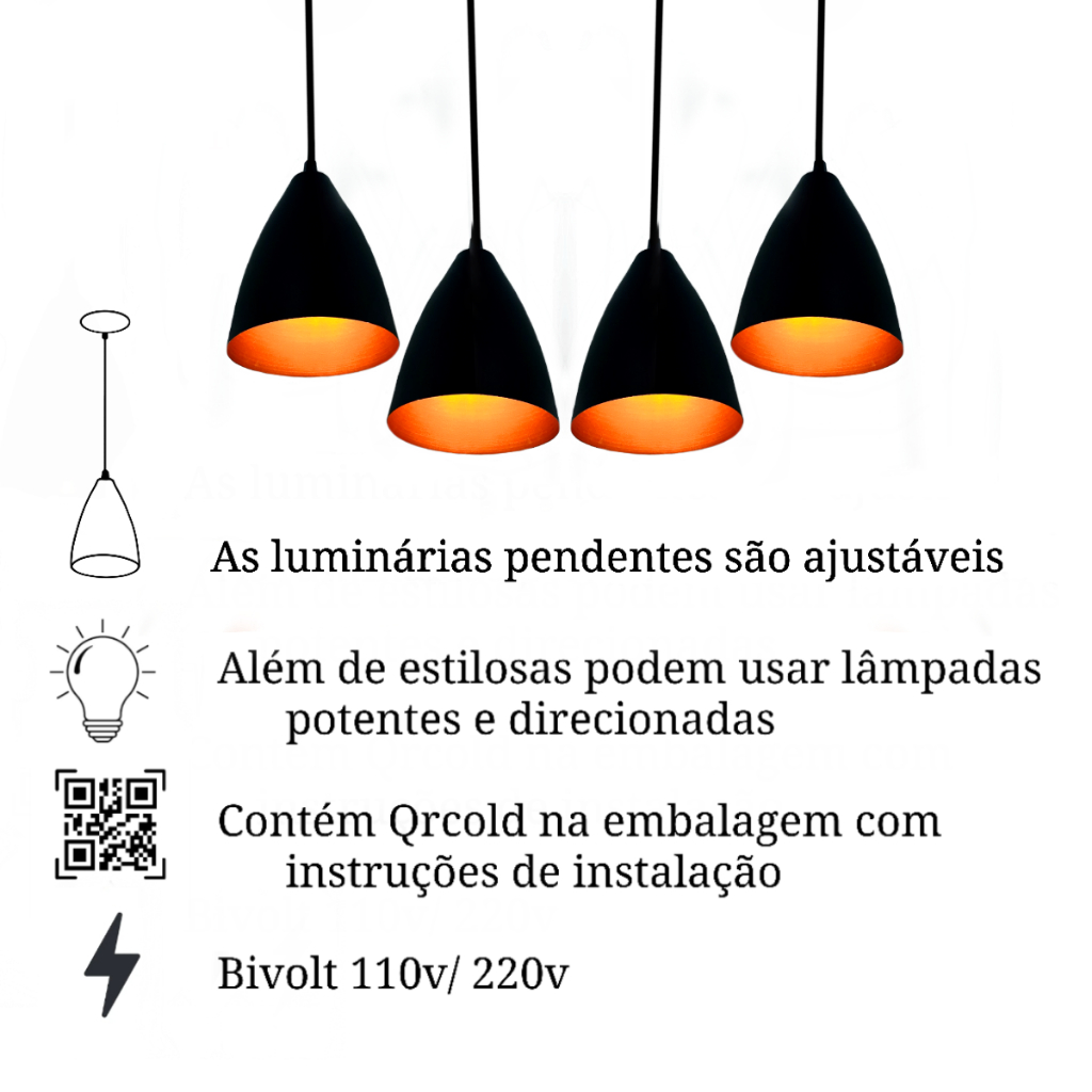 Kit 3 Luminárias Modernas