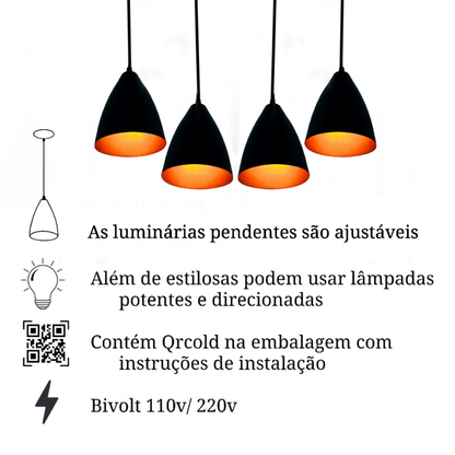 Kit 3 Luminárias Modernas