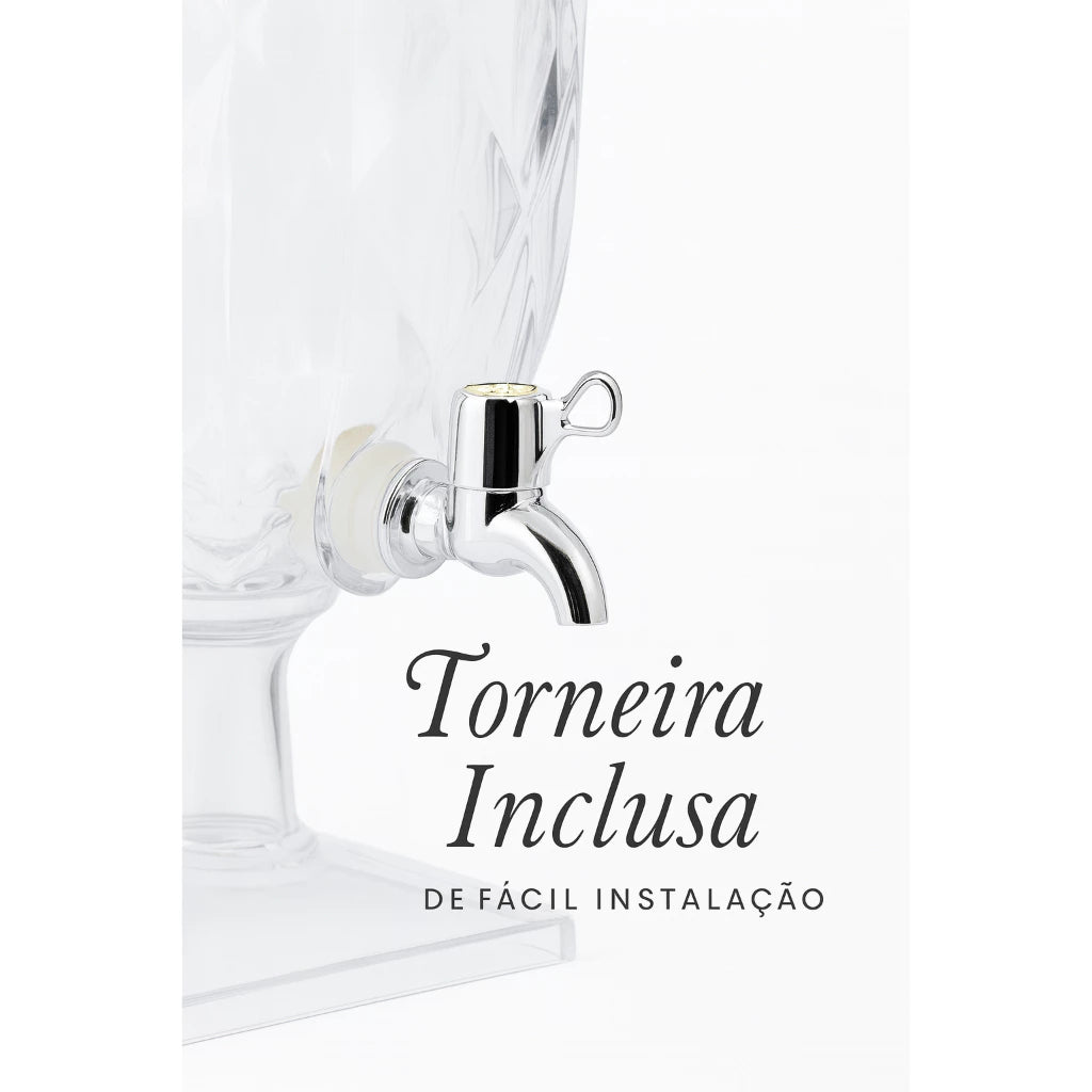 Kit 2 Suqueira 4,5 Litros Acrílico Cristal com Torneira