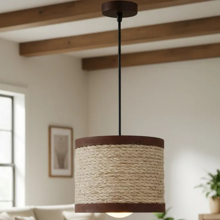 Luminária Pendente Lustre Madeira Retrô Vintage 17cm – Brivar Decor