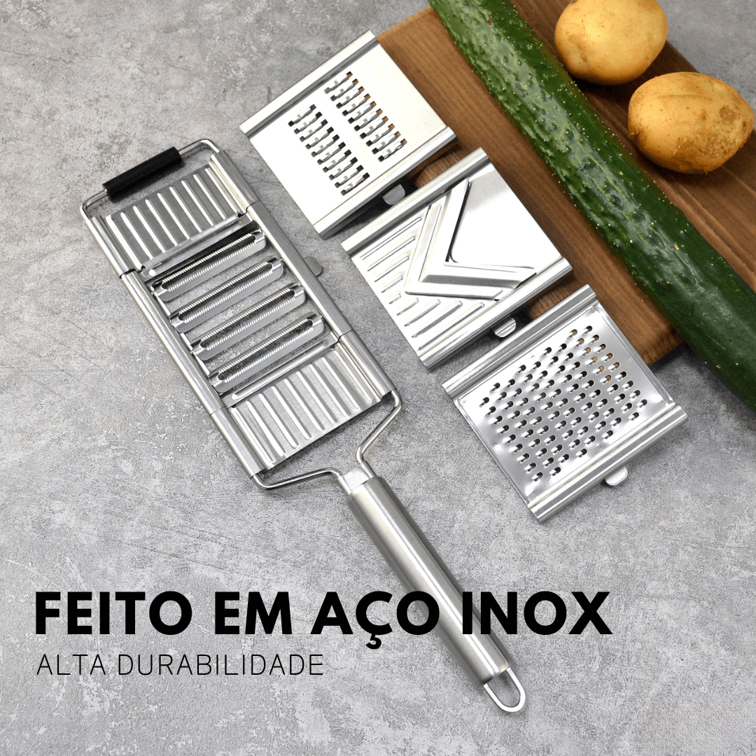 Ralador Multiuso Em Aço Inox com 4 Lâminas