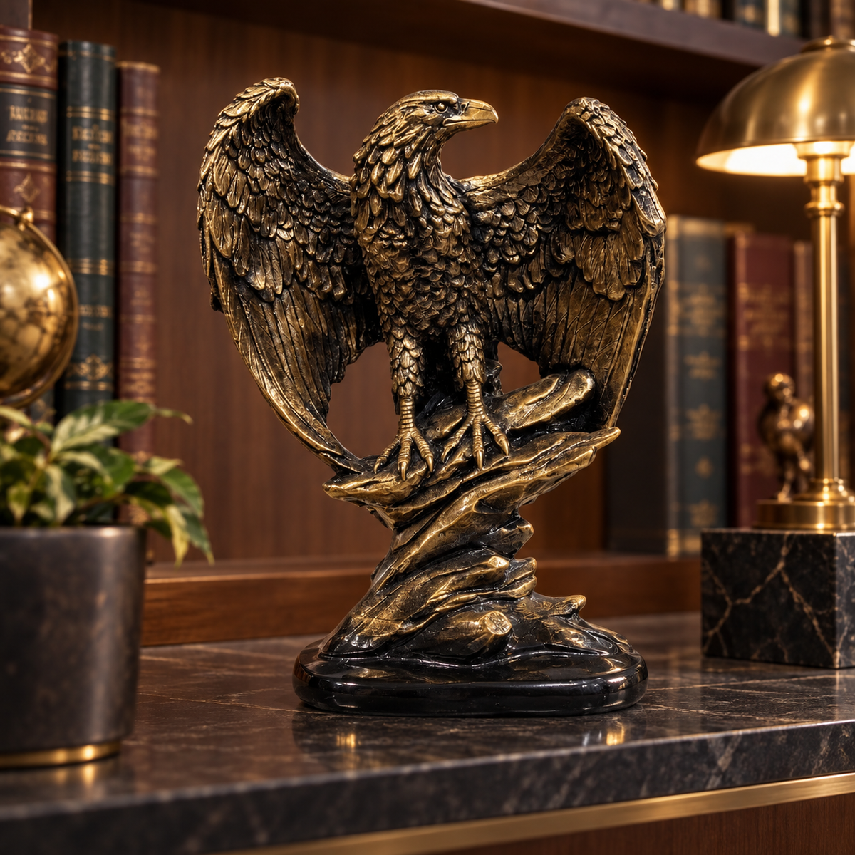 Escultura águia decorativa em sala