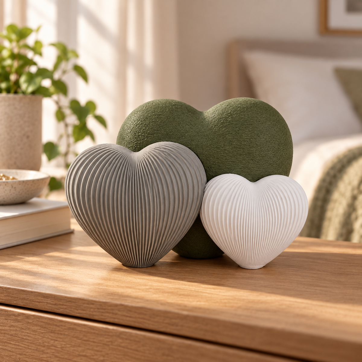 Corações decorativos Nature em detalhe