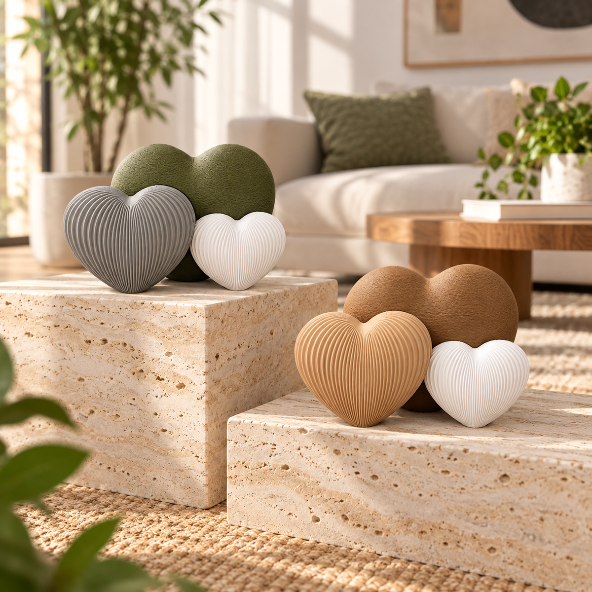Coleções Nature e Terra de corações decorativos