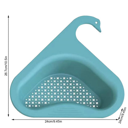 Filtro de lixo para pia de cozinha, modelo triangular azul com gancho, resistente e prático