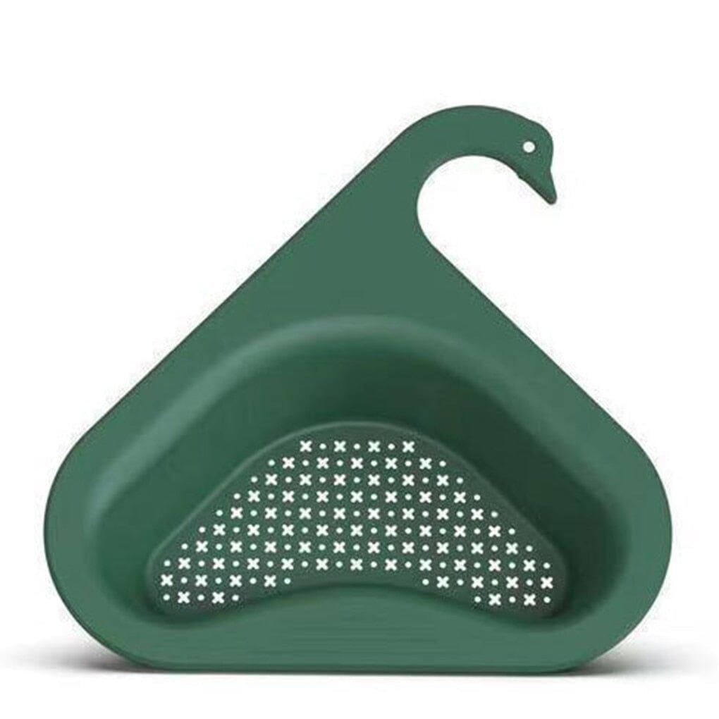 Filtro de lixo para pia de cozinha verde em formato de cisne para retenção de resíduos alimentares
