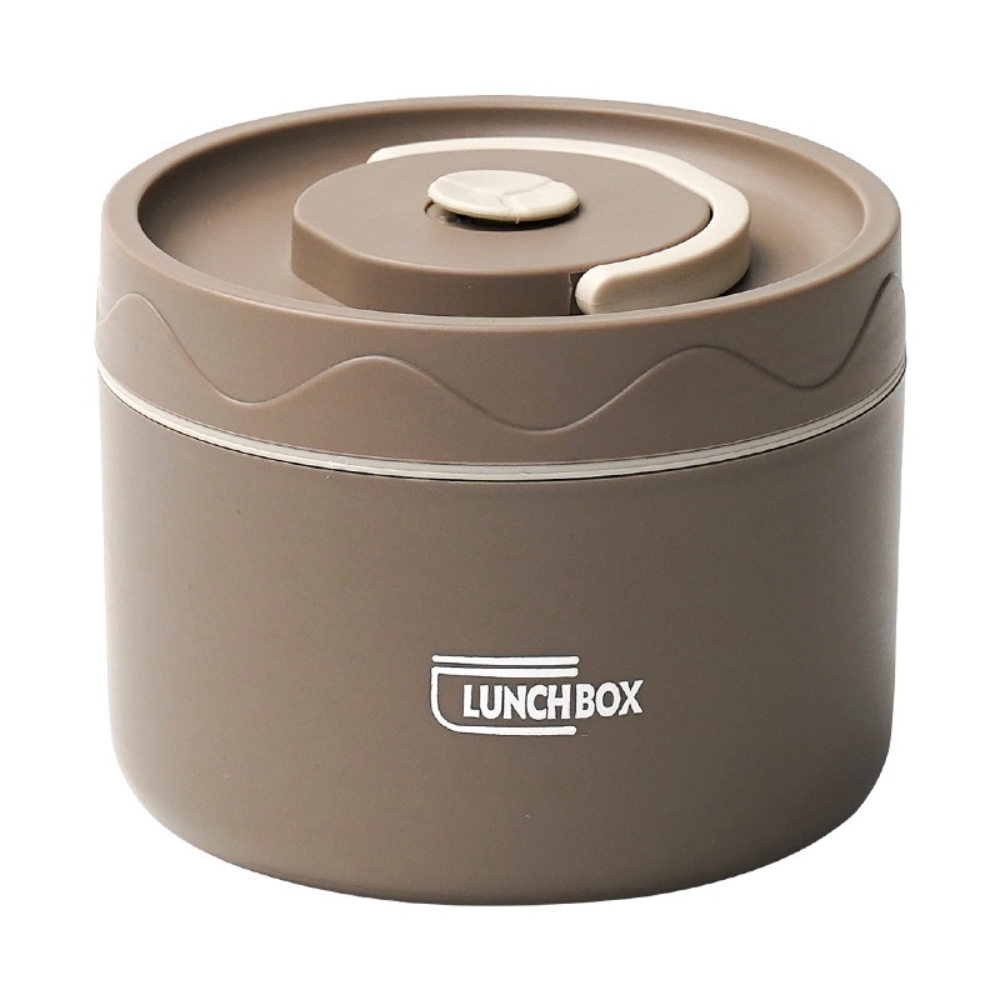 Pote térmico Lunch Box marrom com tampa vedante e design compacto