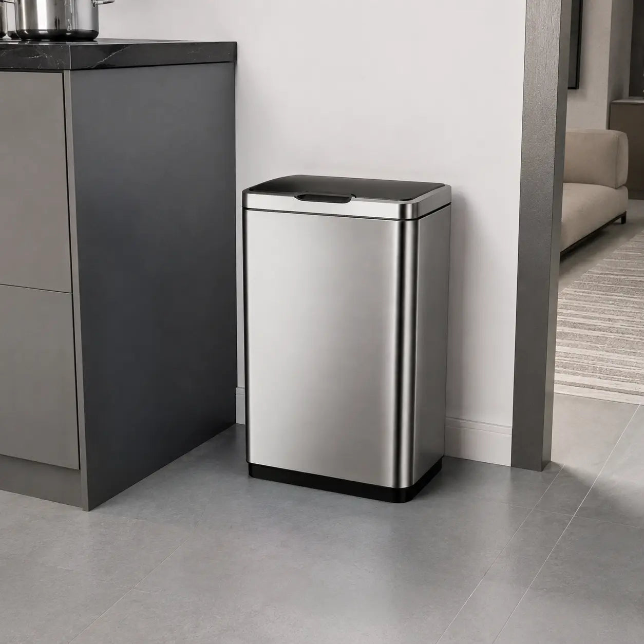 Lixeira Automática Inteligente 50 Litros Inox Sensor Touch – Brivar Decor