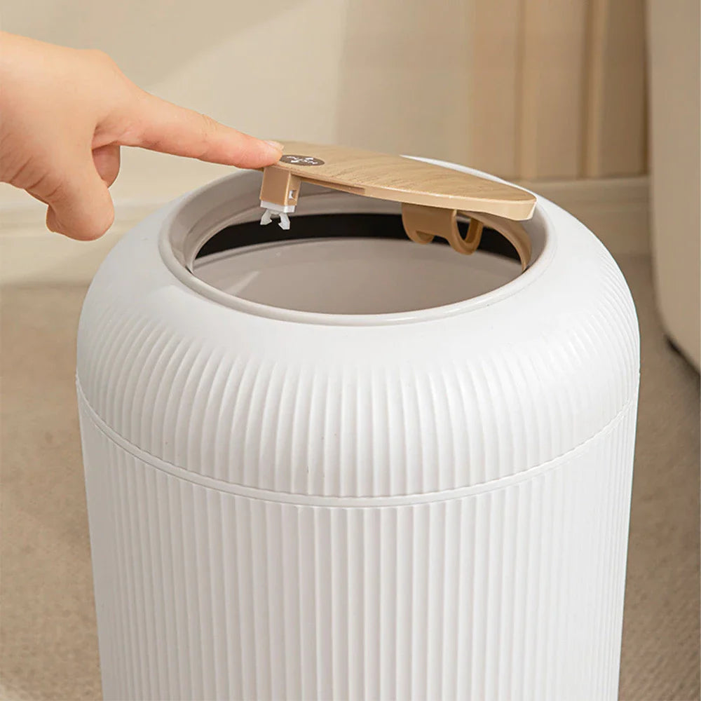 Lixeira Decorativa Automática Madeira com Sensor 10L – Brivar Decor