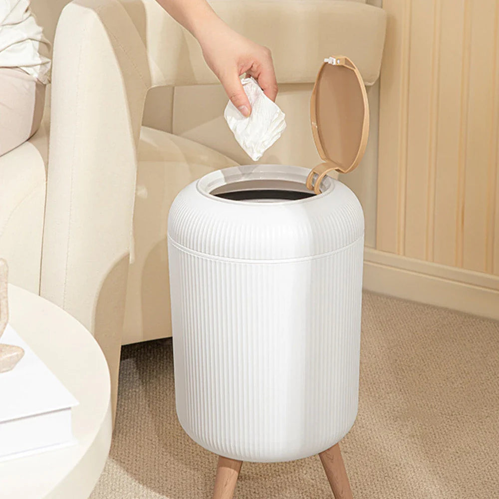 Lixeira Decorativa Automática Madeira com Sensor 10L – Brivar Decor