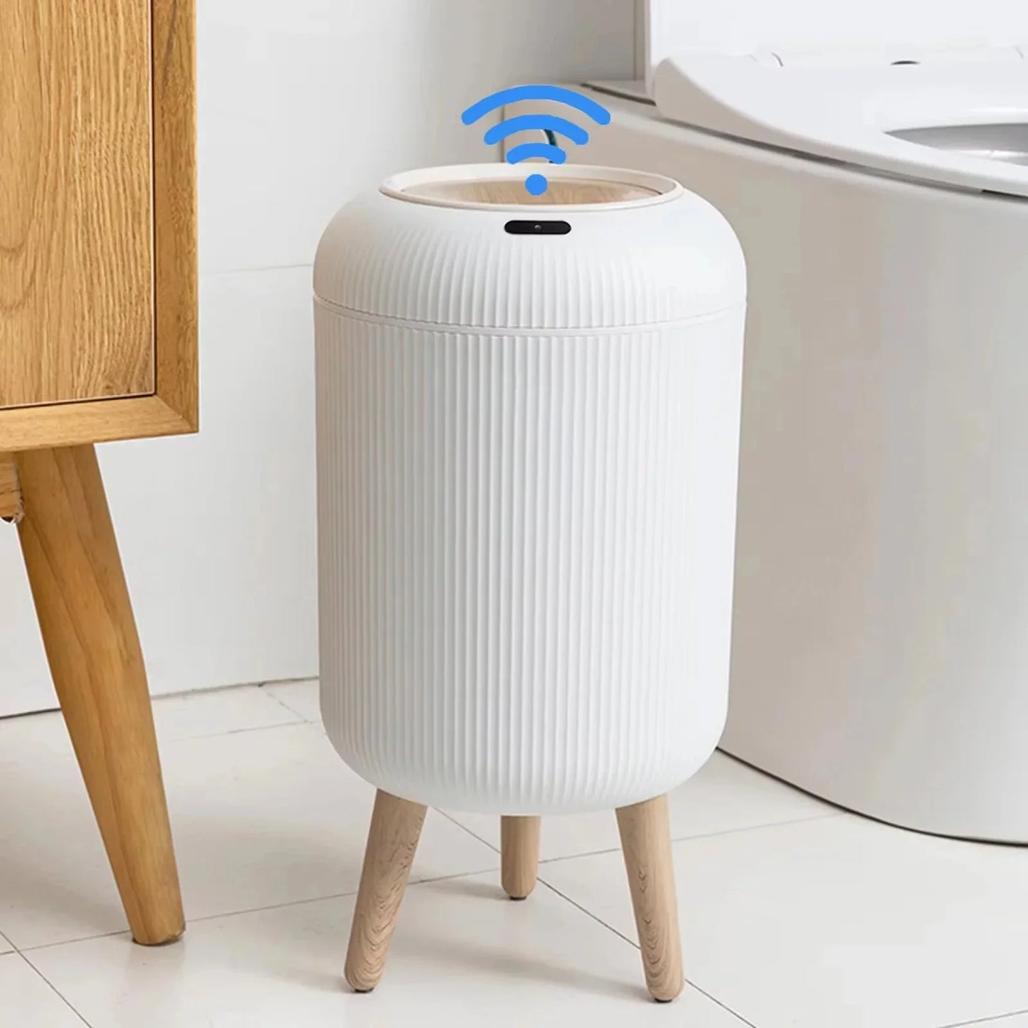 Lixeira Decorativa Automática Madeira com Sensor 10L – Brivar Decor