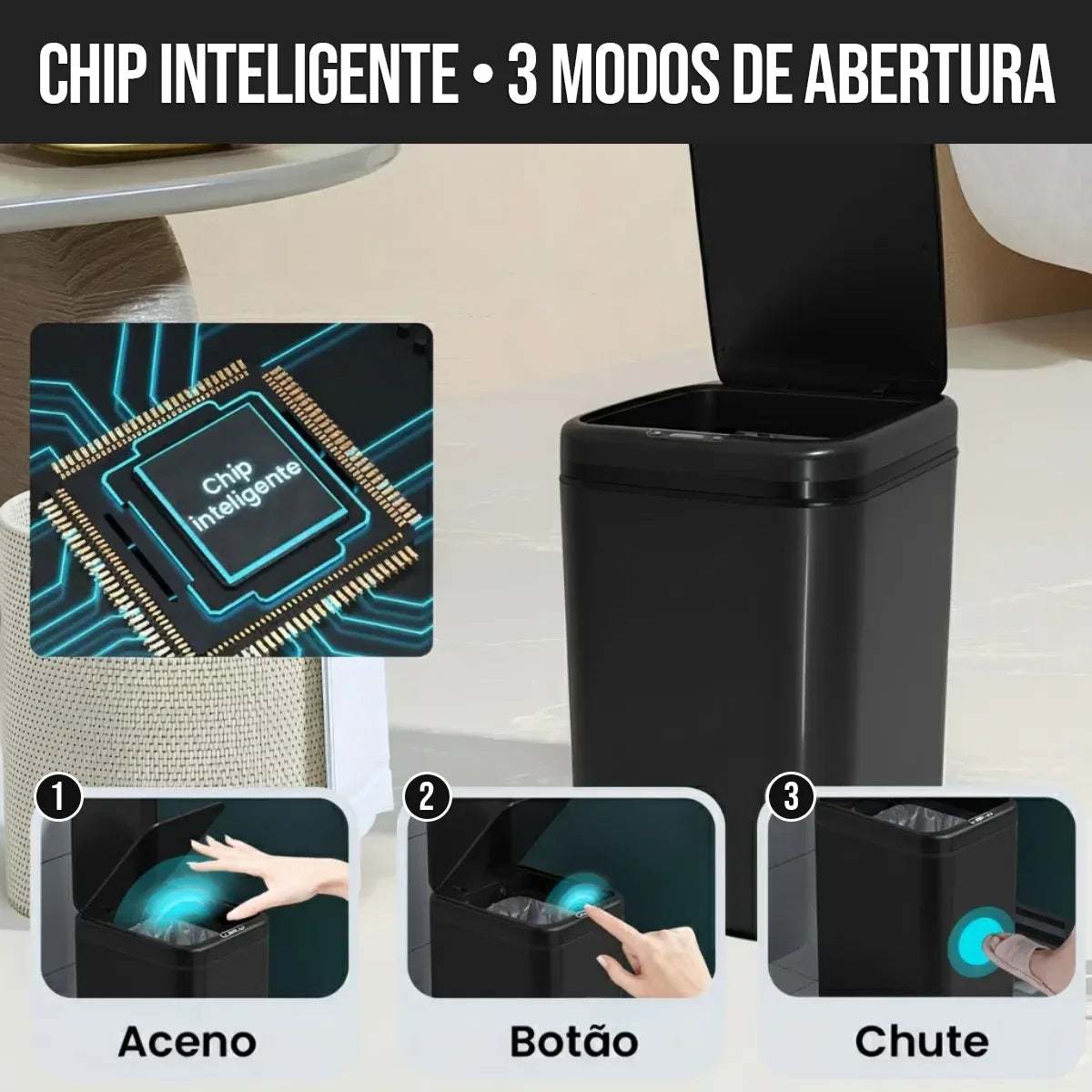 Lixeira Automática Velaris Pro Sensor USB 16L