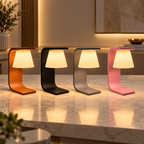 Luminária de mesa LED 3 tons nas cores marrom, preta, cinza e rosa