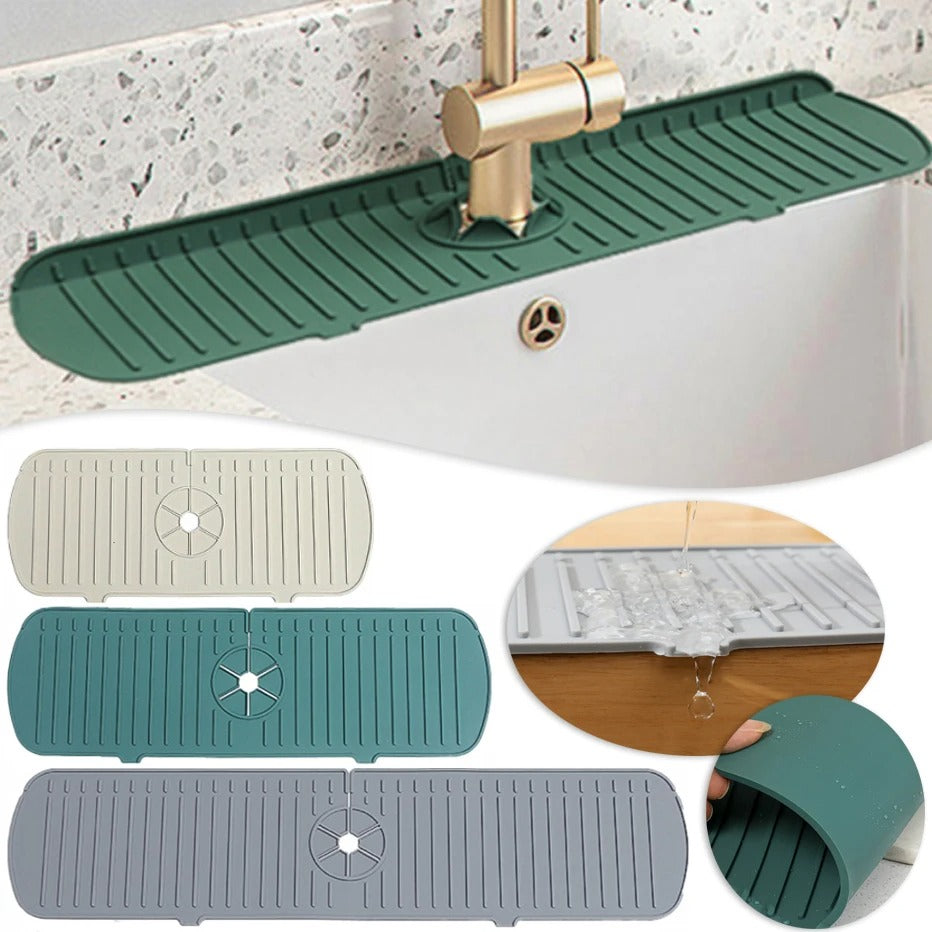 Tapete flexível antiderrapante para pia, em silicone, nas cores verde, bege e cinza, resistente à água