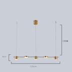 Luminária pendente moderna dourada com cinco pontos de luz, ideal para interiores minimalistas