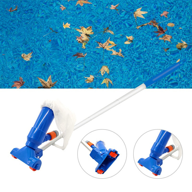 Kit de limpeza para piscina ao ar livre com coletor de folhas e cabo telescópico azul