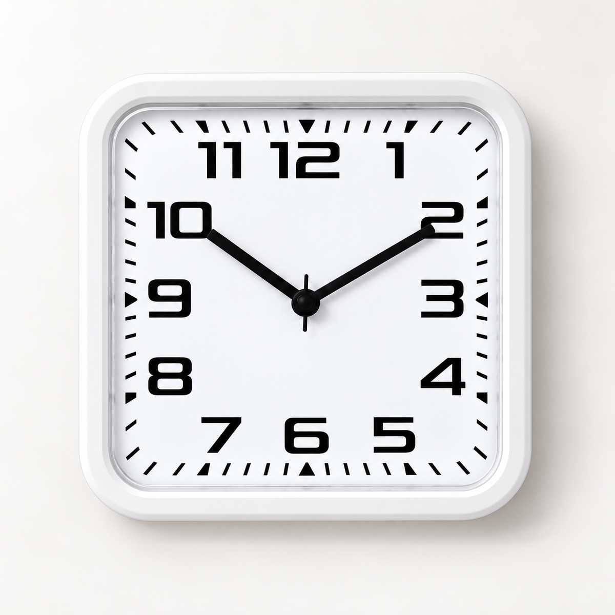Relógio de parede quadrado Quartz Áureo branco com fundo branco