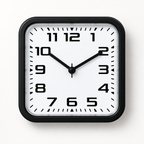 Relógio de parede quadrado Quartz Áureo preto com fundo branco