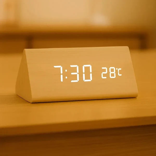 Relógio Triângulo Kronos Wood LED