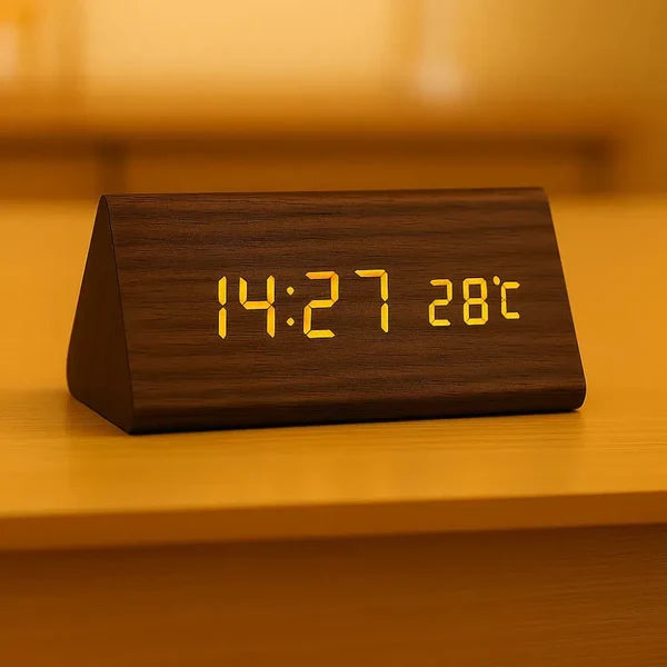 Relógio Triângulo Kronos Wood LED
