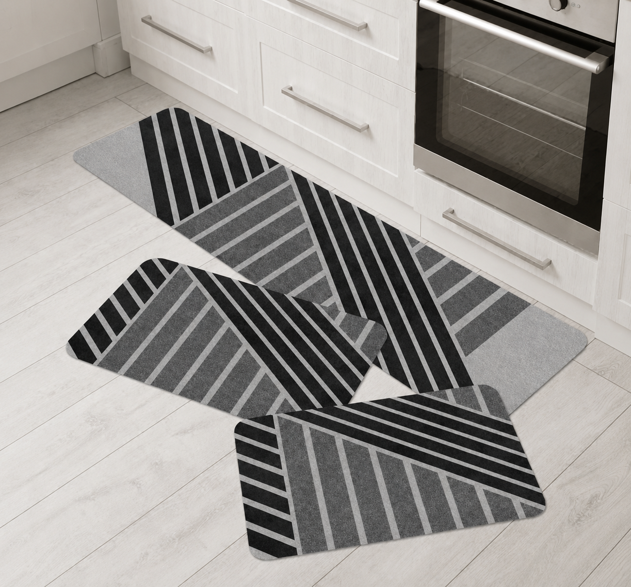Conjunto 3 Tapetes de Cozinha Antiderrapante Estampado – Brivar Decor