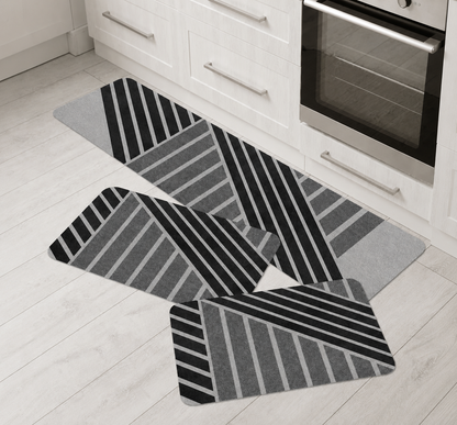 Conjunto 3 Tapetes de Cozinha Antiderrapante Estampado – Brivar Decor