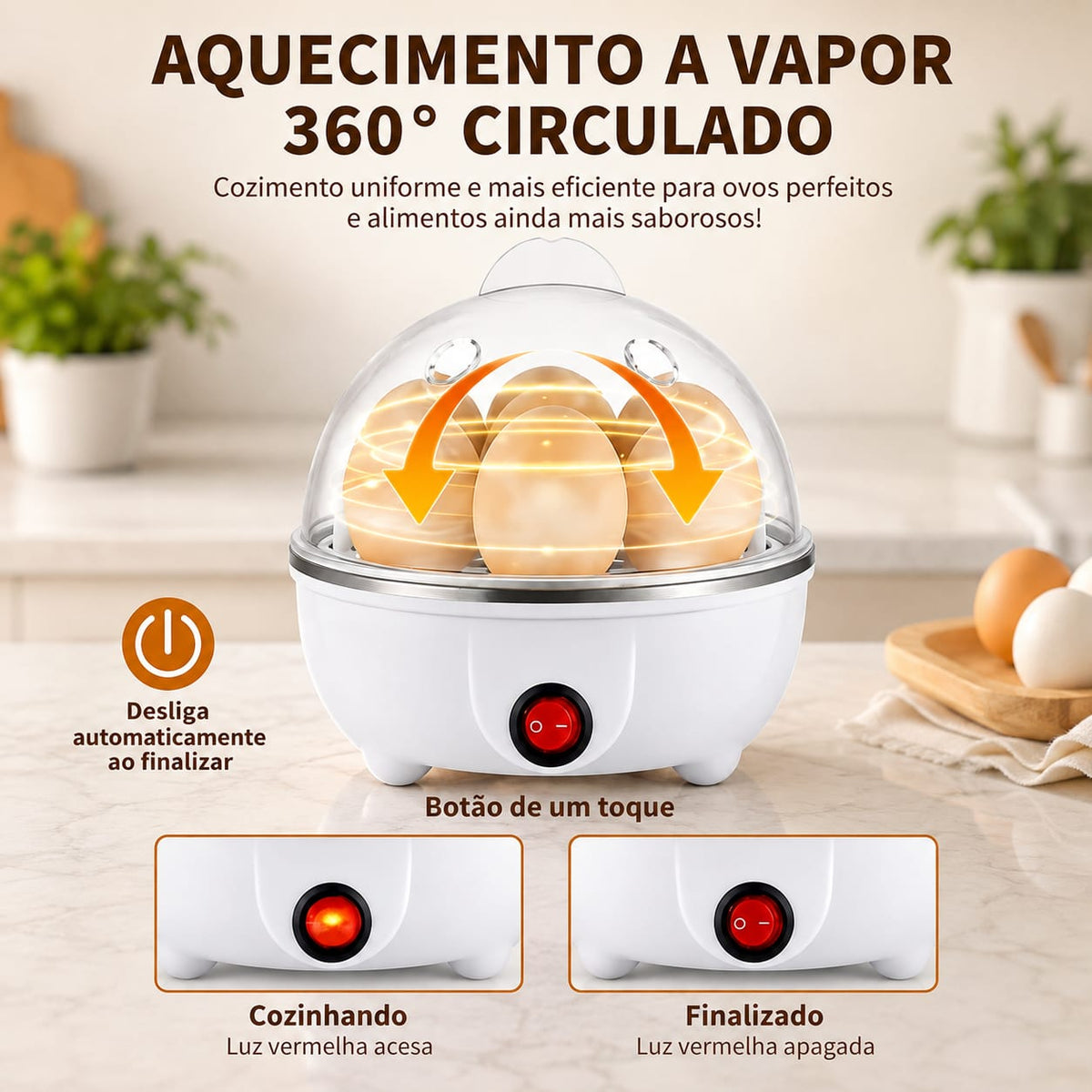 Cozedor Elétrico de Ovos e Legumes