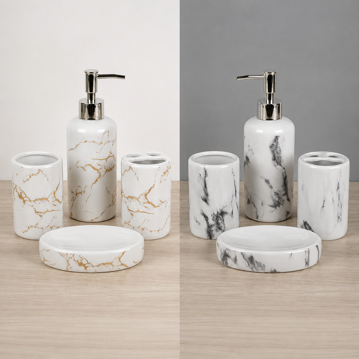Kit para Banheiro em Cerâmica 4 Peças – Brivar Decor