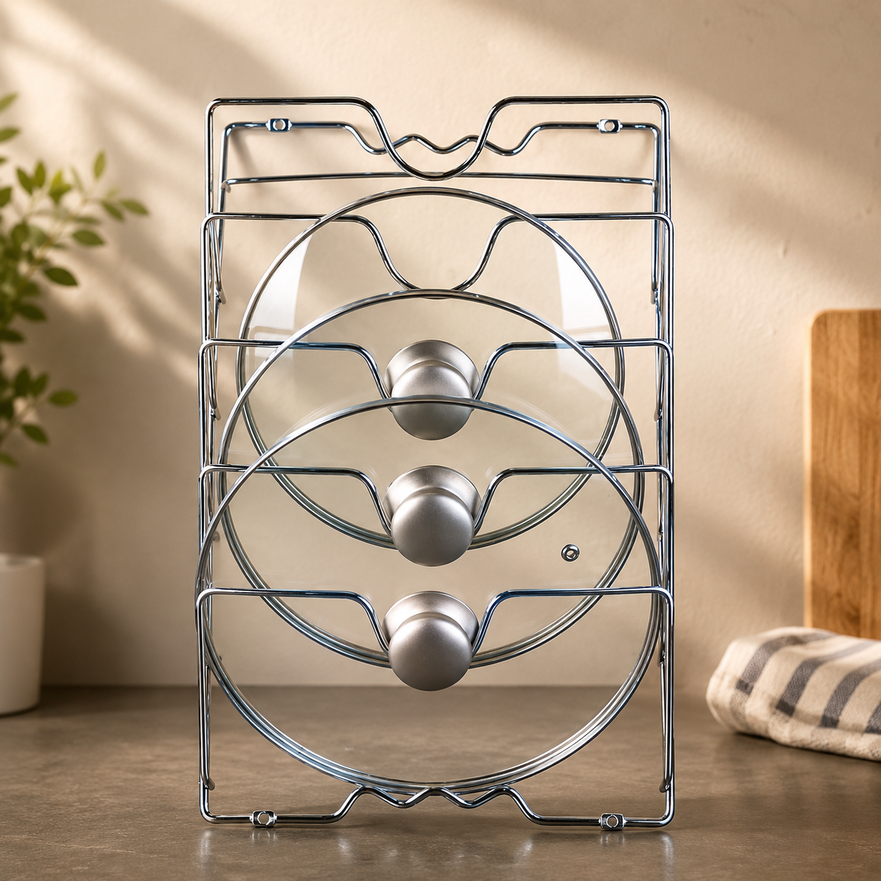 Suporte de Tampas de Panela de Parede com 5 Níveis – Brivar Decor