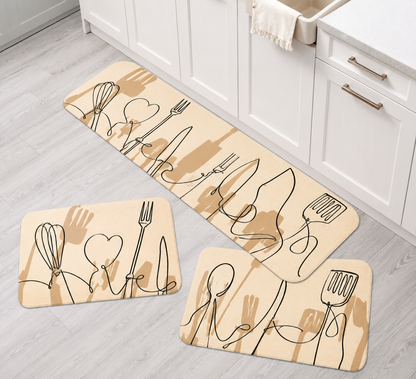 Conjunto 3 Tapetes de Cozinha Antiderrapante Estampado – Brivar Decor