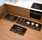 Conjunto 3 Tapetes de Cozinha Antiderrapante Estampado