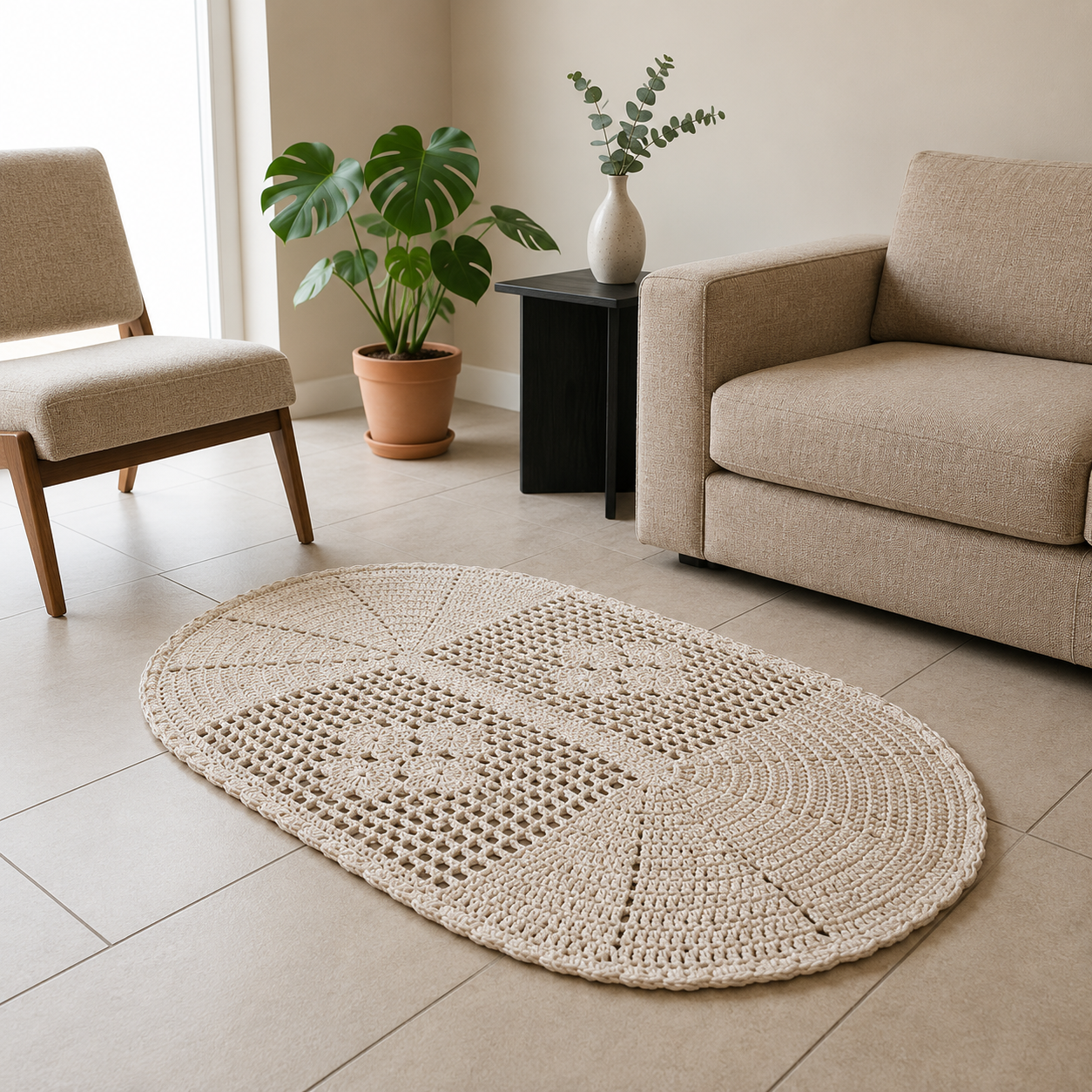 Tapete Crochê Artesanal 100% Algodão – Brivar Decor