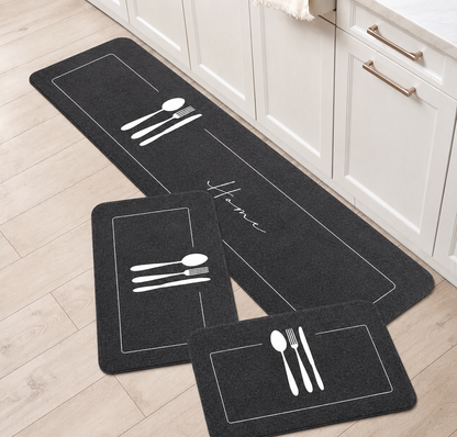 Conjunto 3 Tapetes de Cozinha Antiderrapante Estampado – Brivar Decor