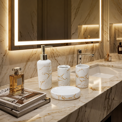 Kit para Banheiro em Cerâmica 4 Peças – Brivar Decor