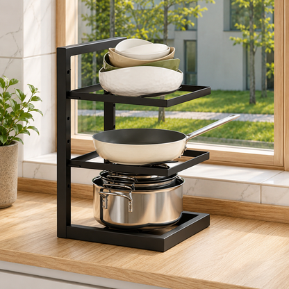 Organizador Ajustável de Panelas em Aço Inox – Brivar Decor