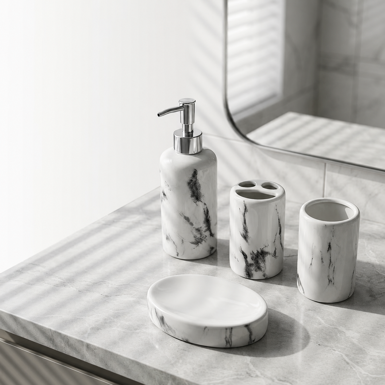 Kit para Banheiro em Cerâmica 4 Peças – Brivar Decor